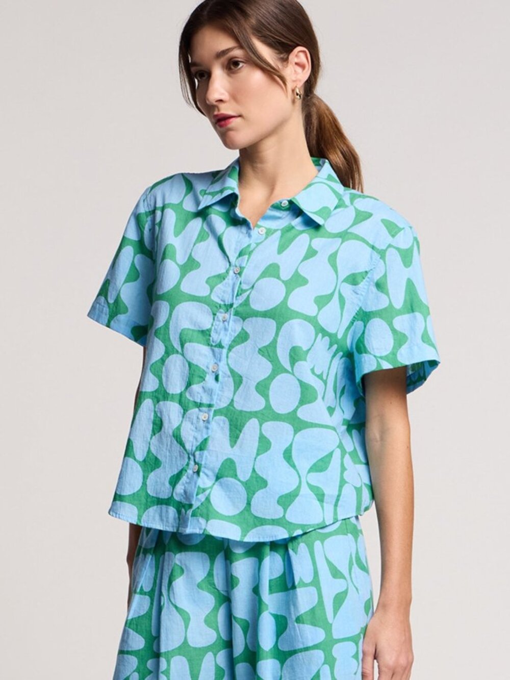 Velvet by Graham & Spencer Marine Shirt Blue Green Size NWT